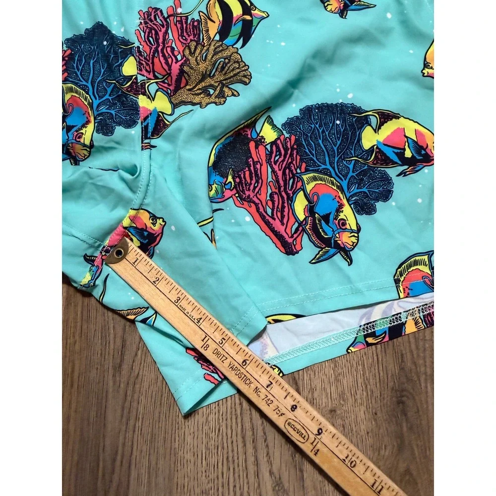 Neff Shorts Mens Size 3XL Aqua Blue Tropical Fish Board Shorts Swim Trunks